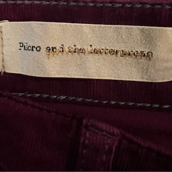 ANTHROPOLOGIE PILCRO FIT STET BURGUNDY CORDUROY ANKLE ZIP PANTS - Size 29 - Picture 7 of 16